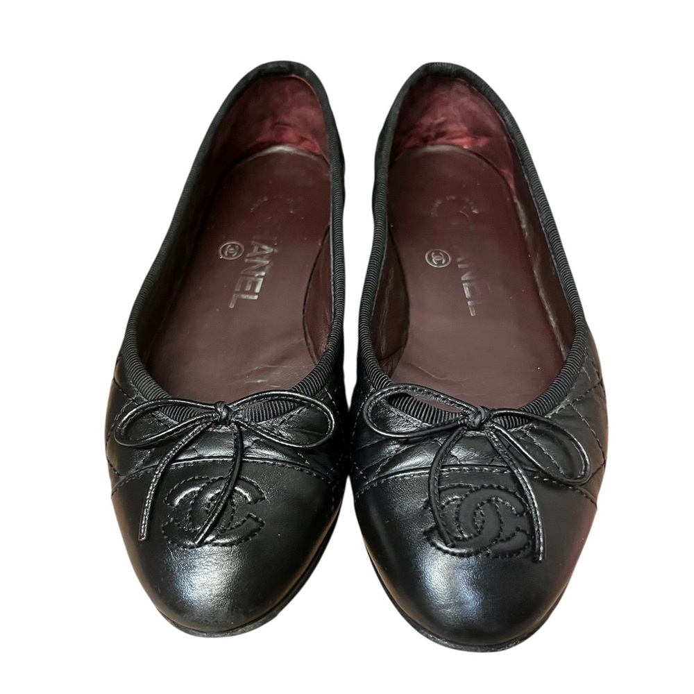 Chanel Quilted Leather Size EU 34|US 4|UK 2 Black Cap Toe Ballet Flat Shoes
